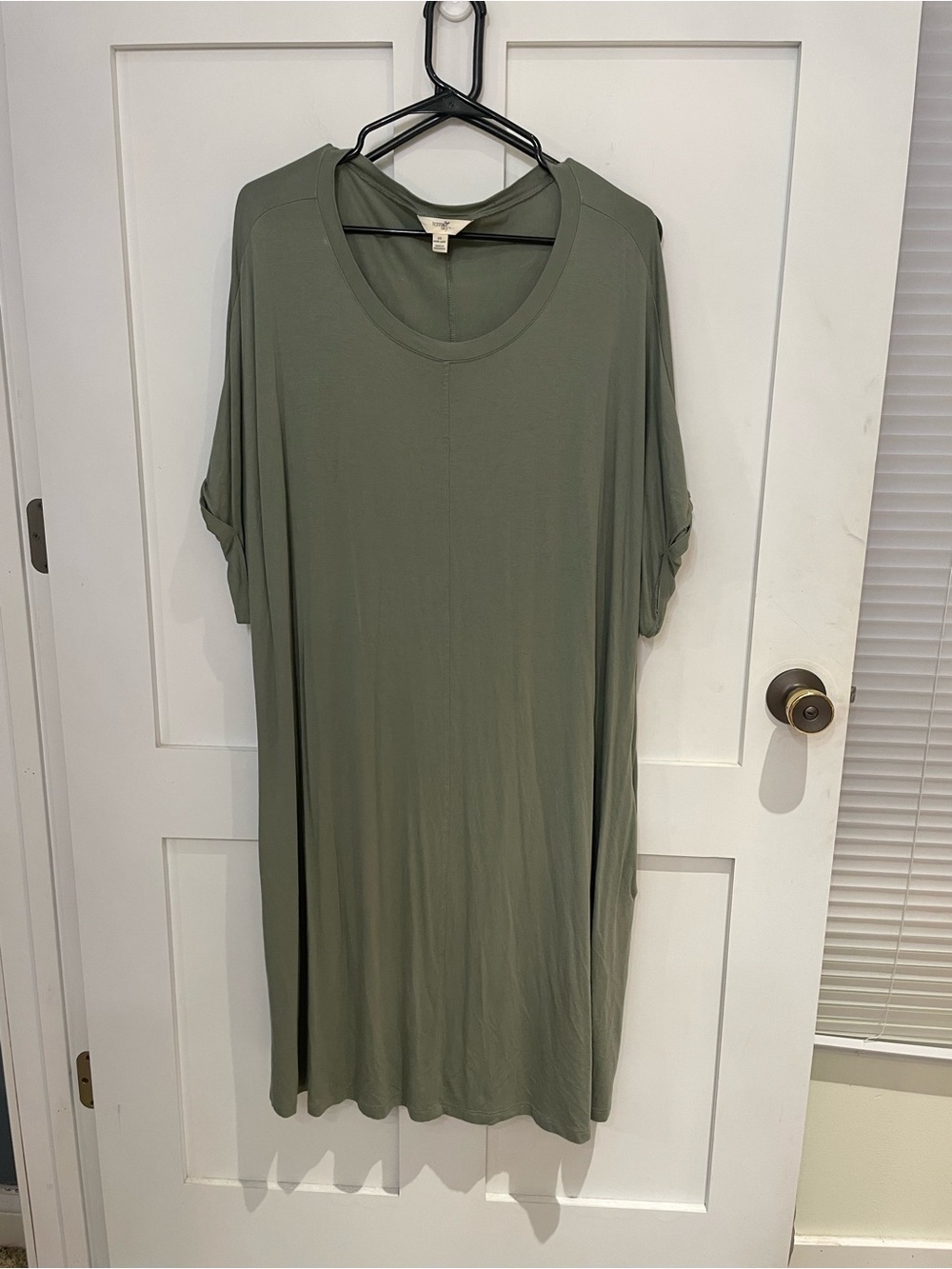 Terra & Sky Sage Green Short-Sleeve Relaxed Tunic Dress Womens 2X